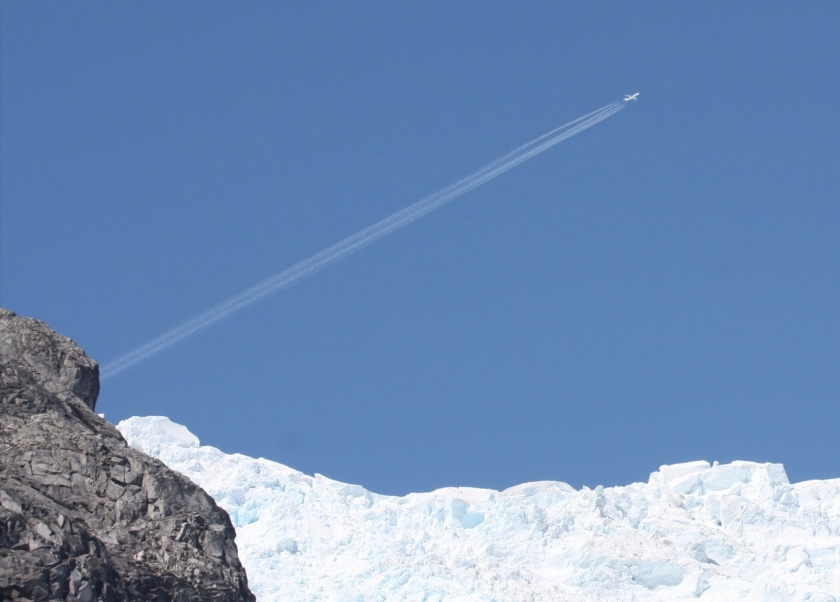 Jet flying over Northwestern Glacier