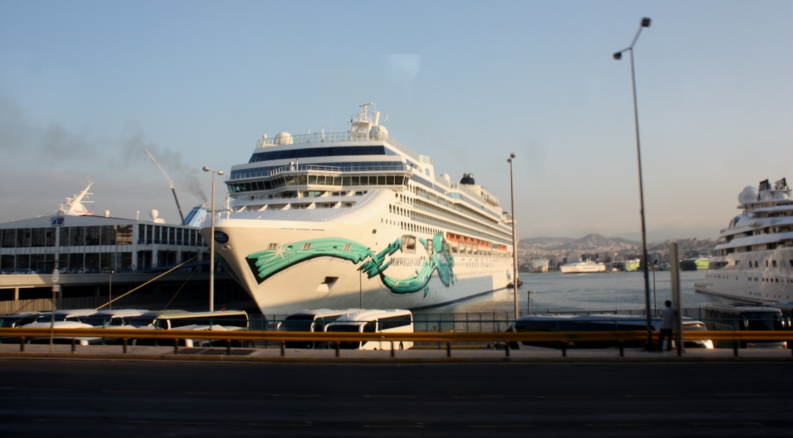Norwegian Jade parked at the dock in Pireas Greece