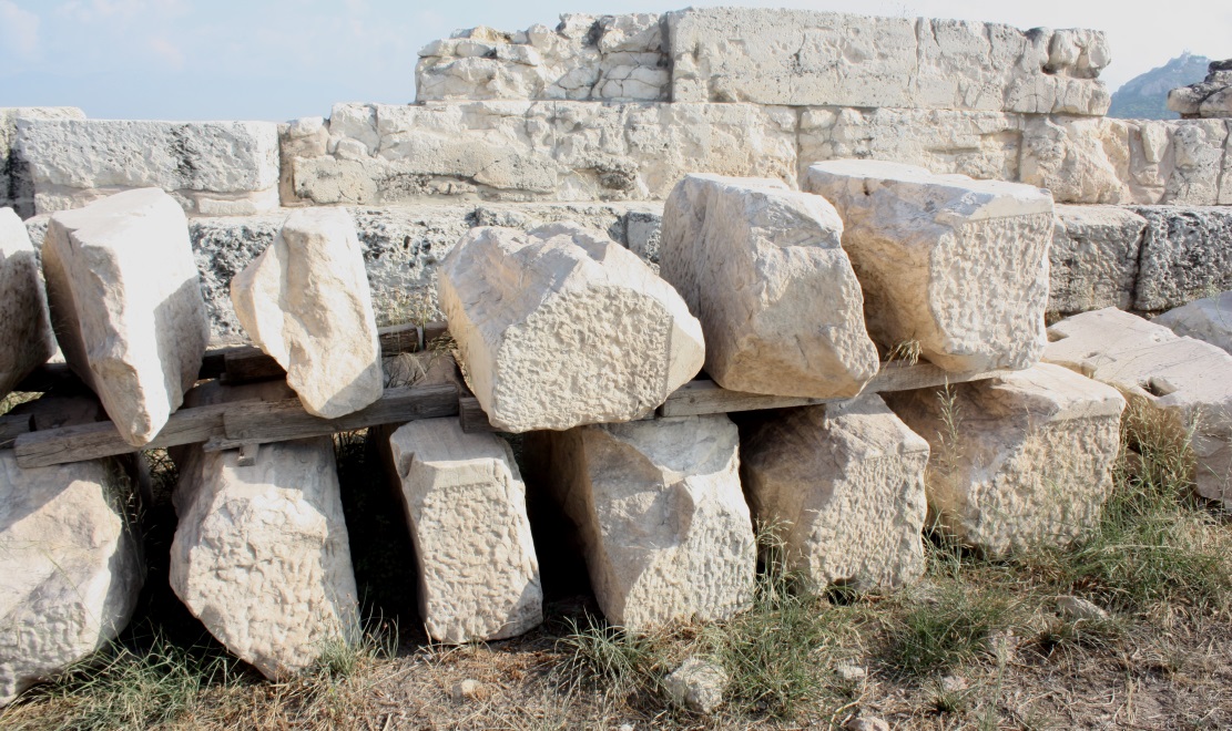 Pieces of the Parthenon waiting for reassembly