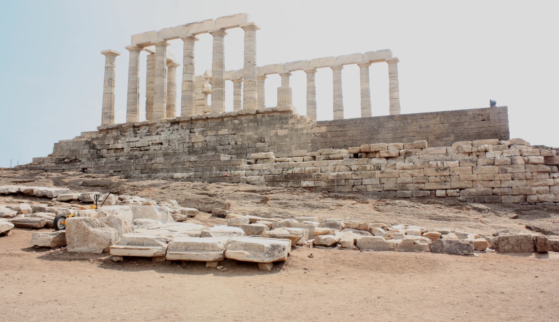 Looking back at the Temple of Poseidon
