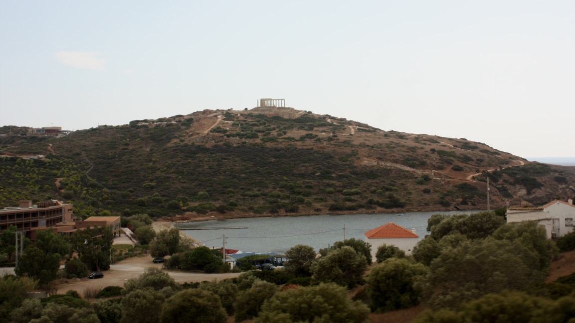The Temple of Poseidon from across Sounio Bay