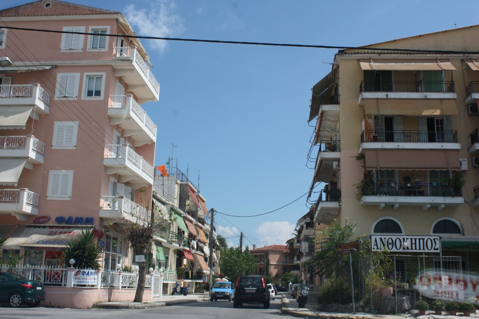 Driving through the city of Corfu