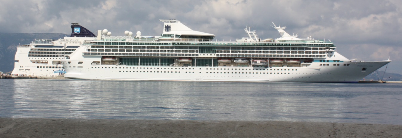 Royal Caribbean Splendour of the Seas in front of our ship the Norwegian Jade