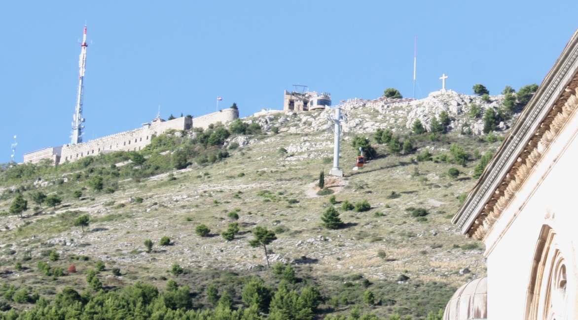 Cable car runs from town to a platform near the top of Mount Srdj