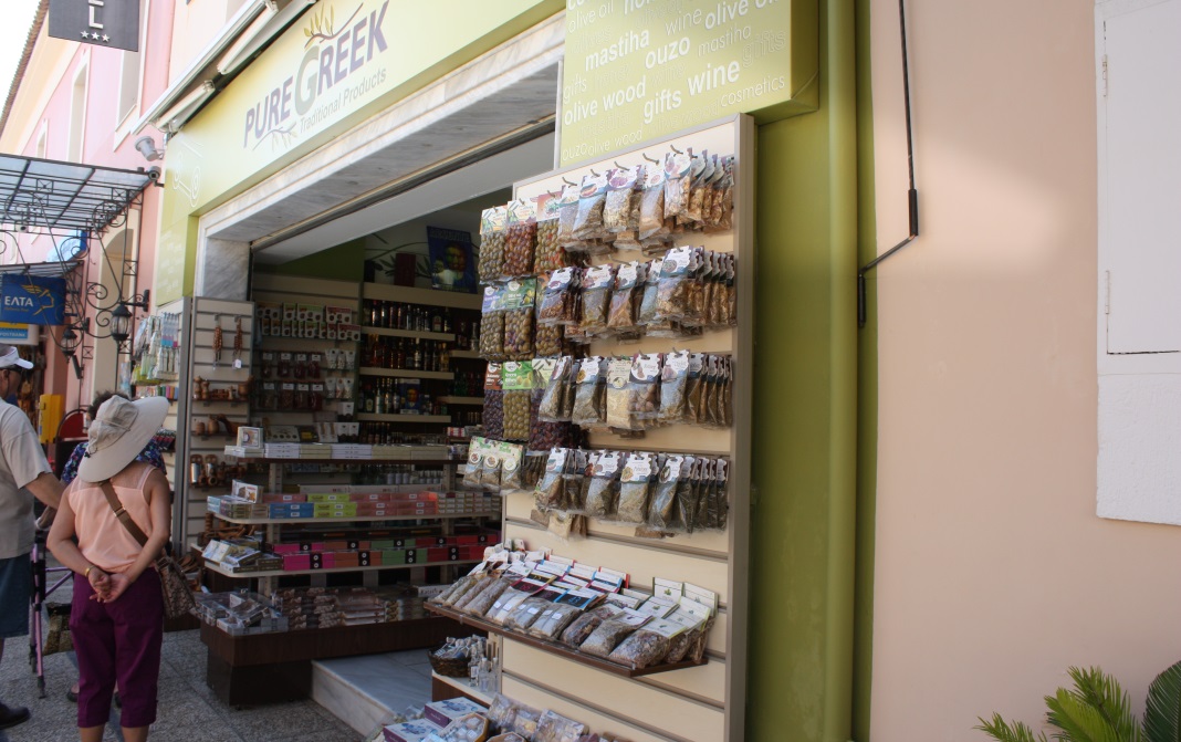 Inspecting a traditional Greek gift shop