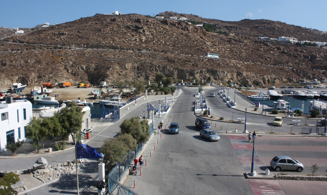 The port area for Mykonos Island