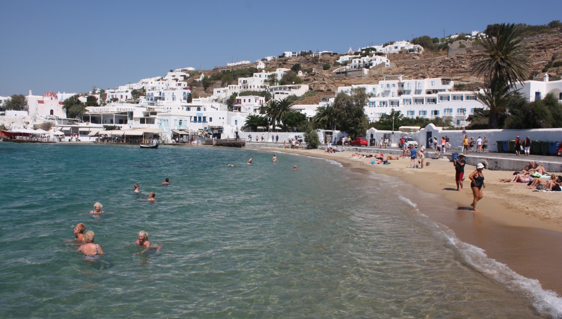 Surprisingly few people swimming in the warm water