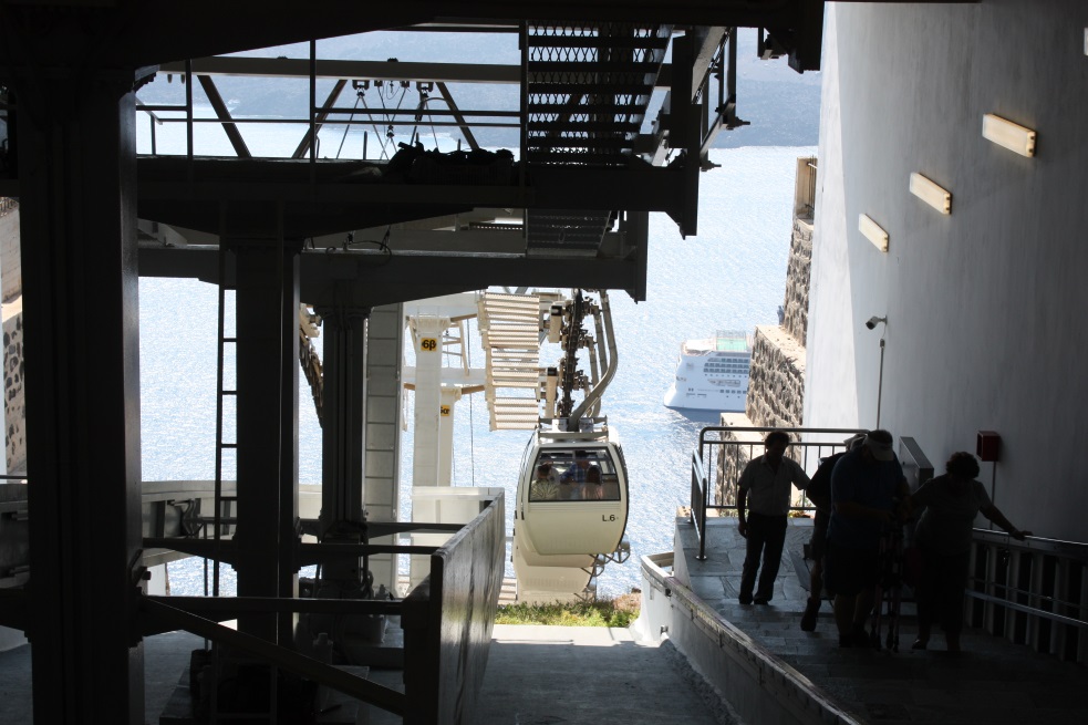 Unloading area at the top of the cable car