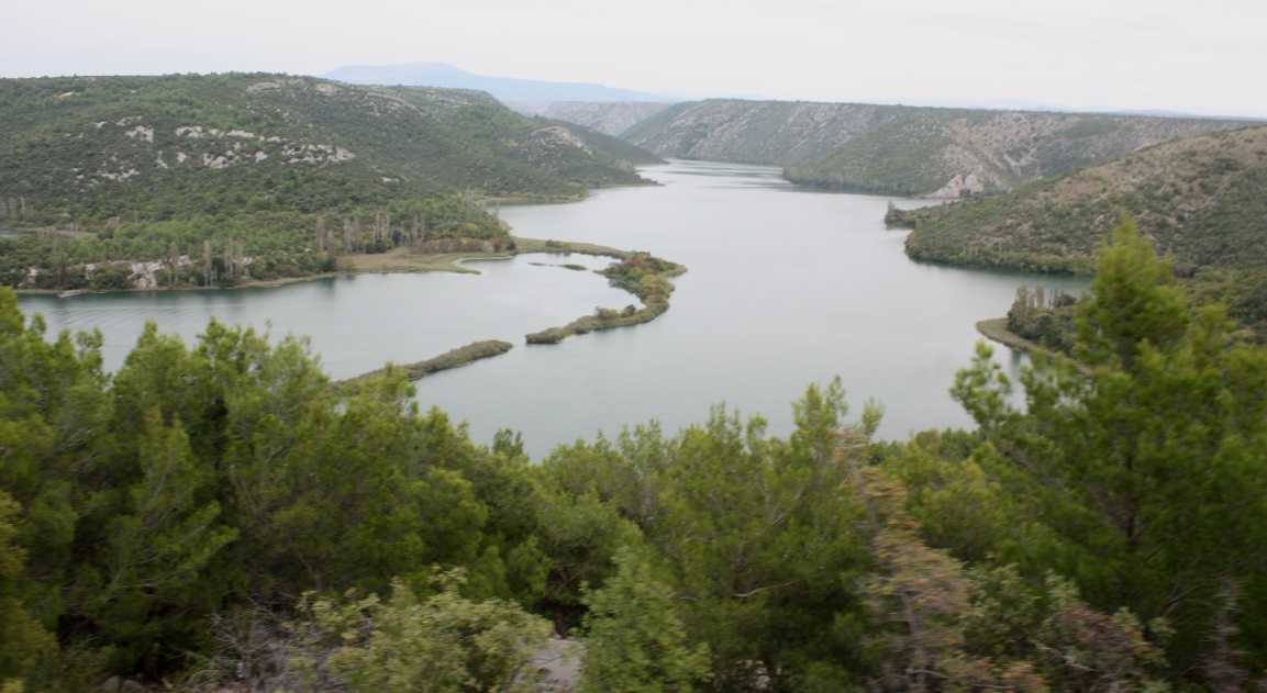 Lake Visovac from a hillside in Lozovac