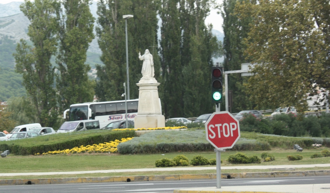 Jesus statue near where Route 8 crosses the Jadro River