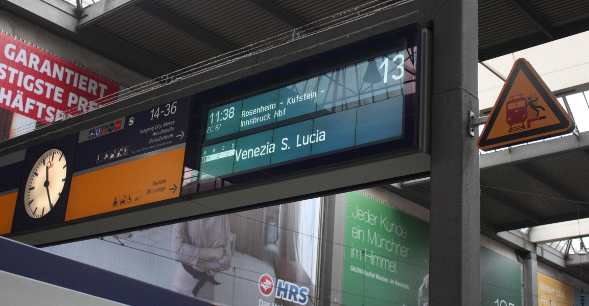 Our train from Munich to Venice