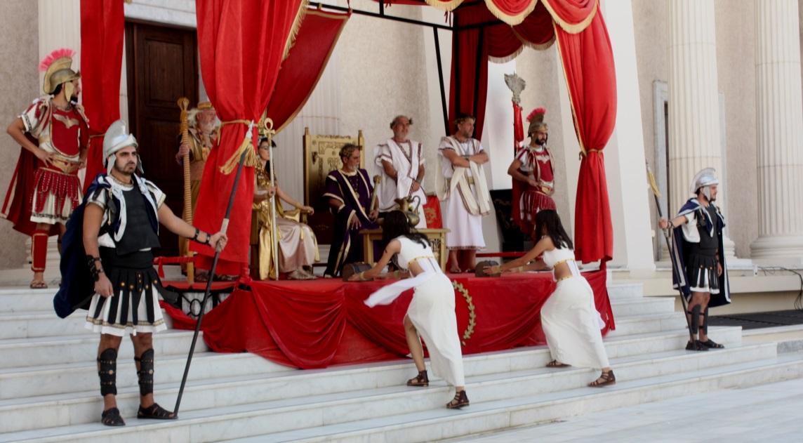 The gladiator show takes place in Roman times