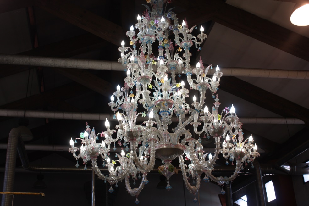 Impressive chandelir inside the glass factory