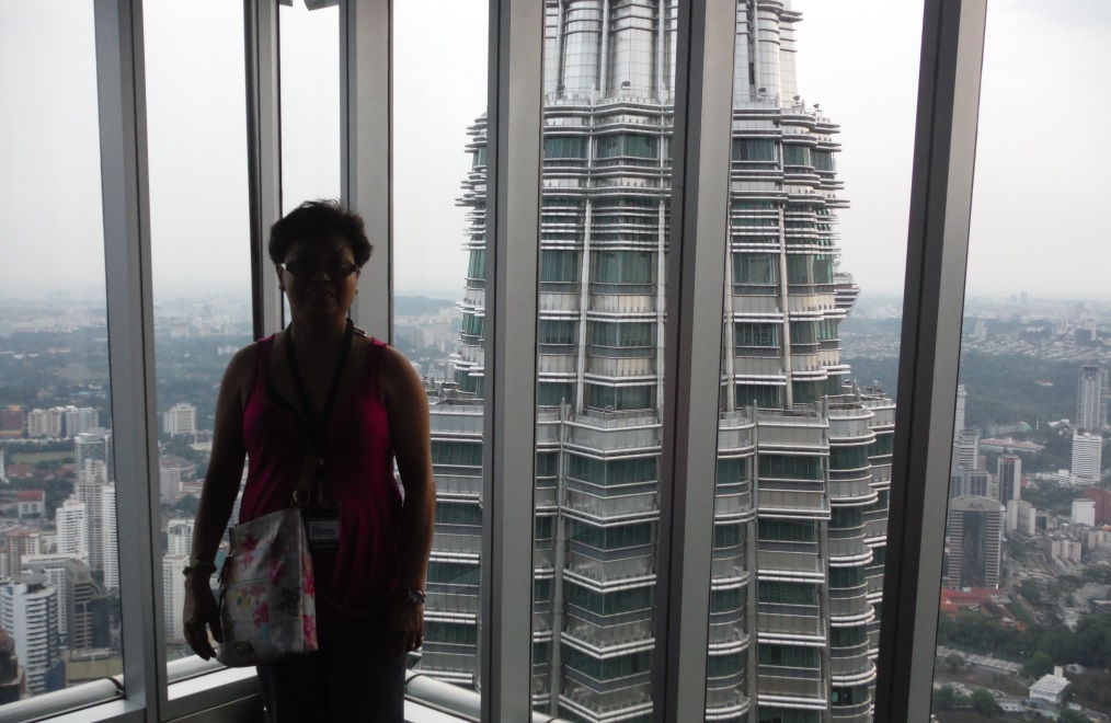 A popular corner of the observation deck for people pictures
