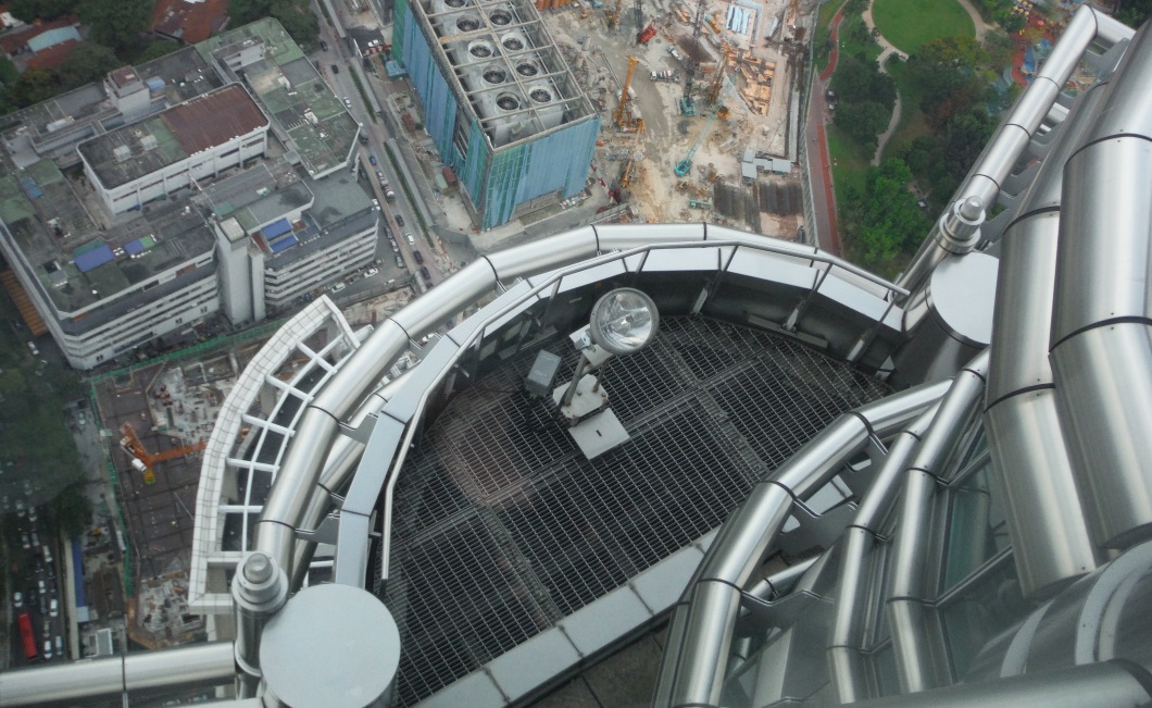 Looking down from the observation deck