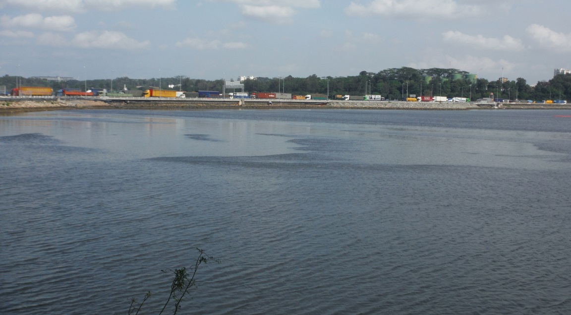 The causeway connecting Singapore to Malaysia