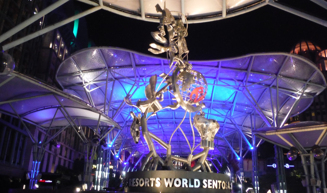Night time view of the plaza