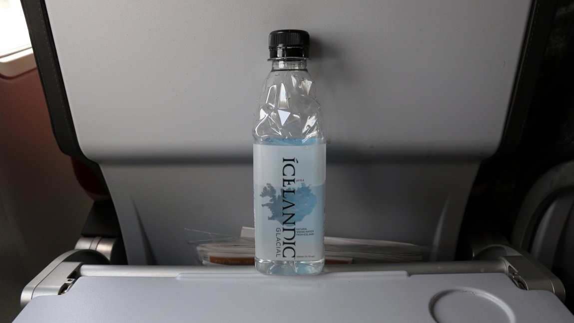 Glacier shaped bottle of water
