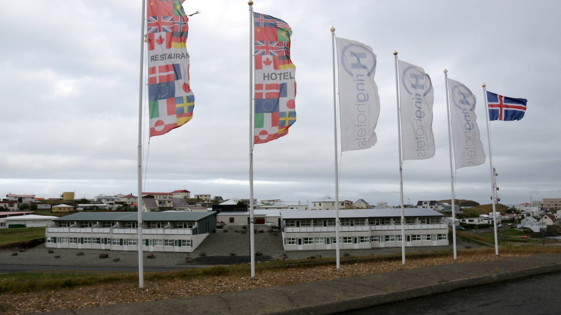 Flags outside our hotel