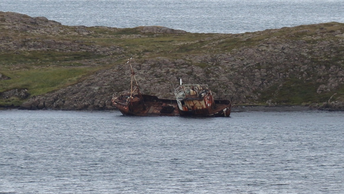 Closer view of the shipwreck