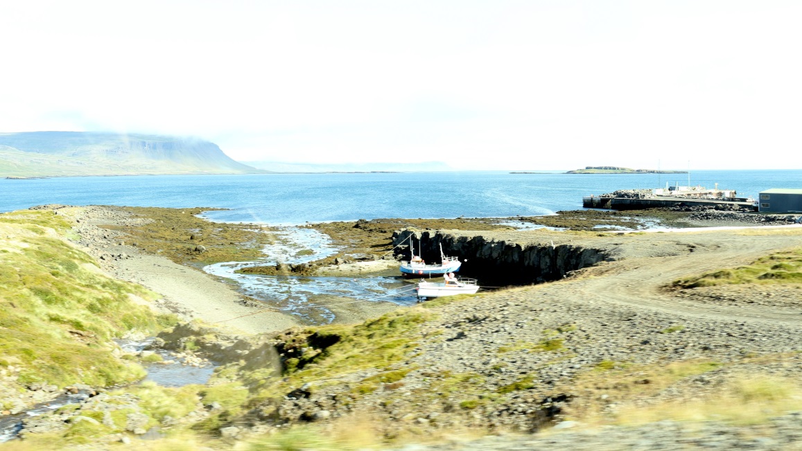 Low tide near the Brjnslkur ferry dock