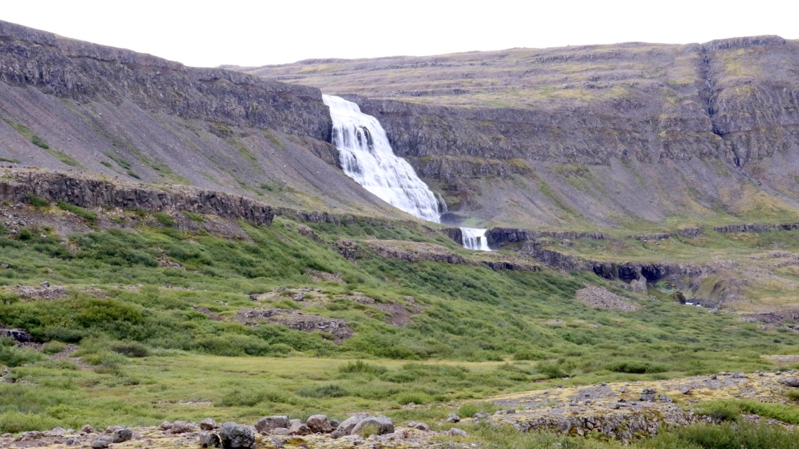 Side view of the Dynjandi waterfall