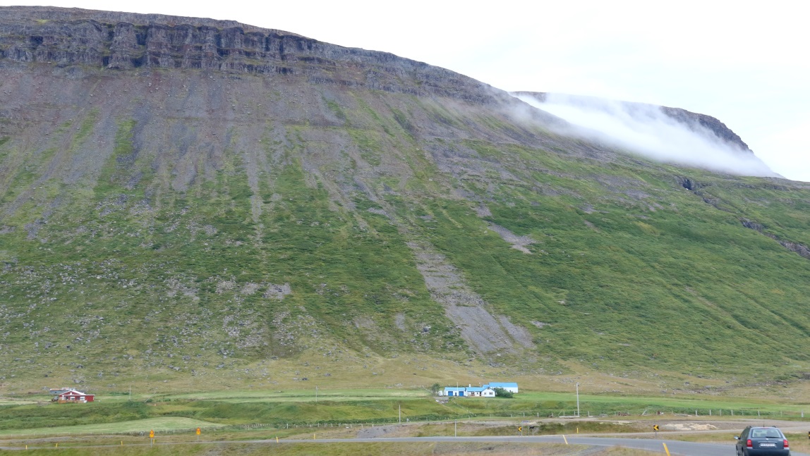 Blue roofed houses