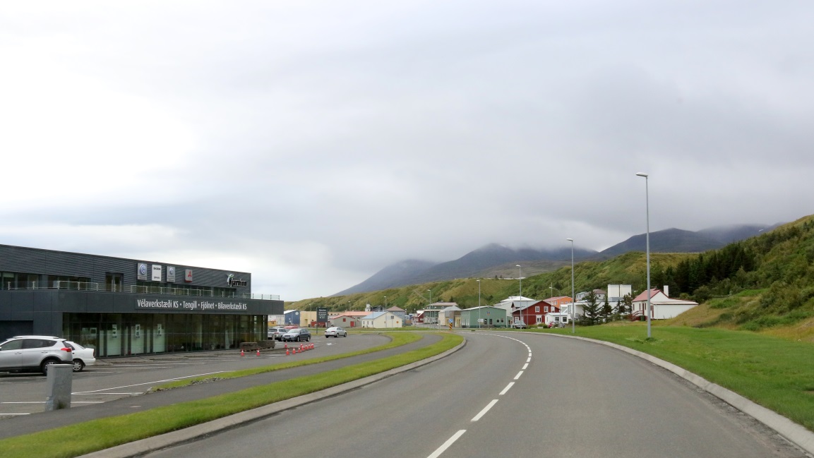 Driving down Eyrarvegur