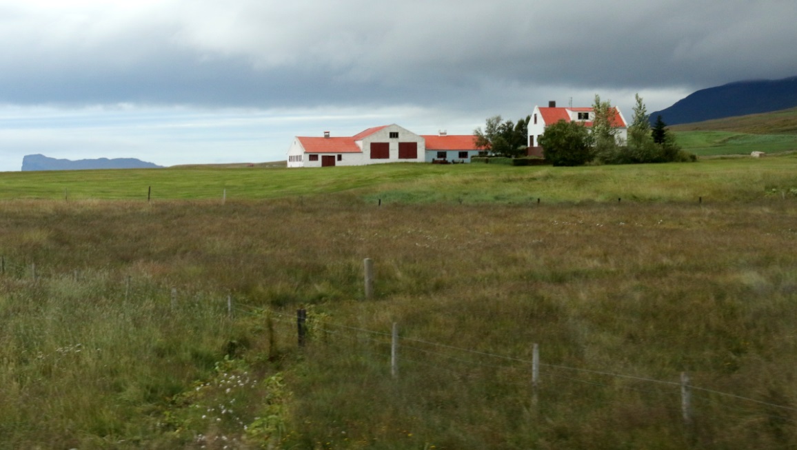 Red roofed farm building