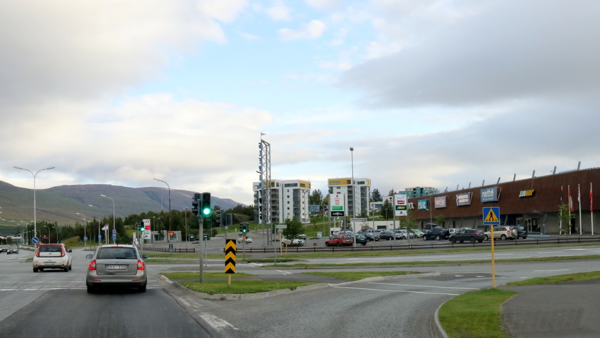 Driving into Akureyri