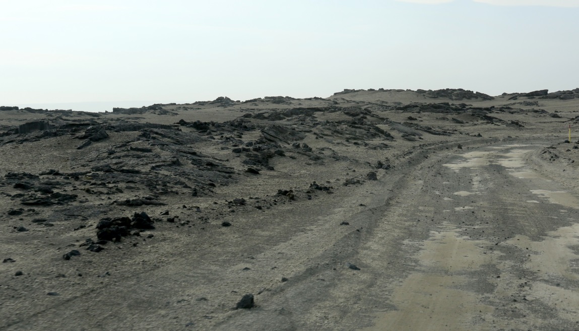 Sand on lava road