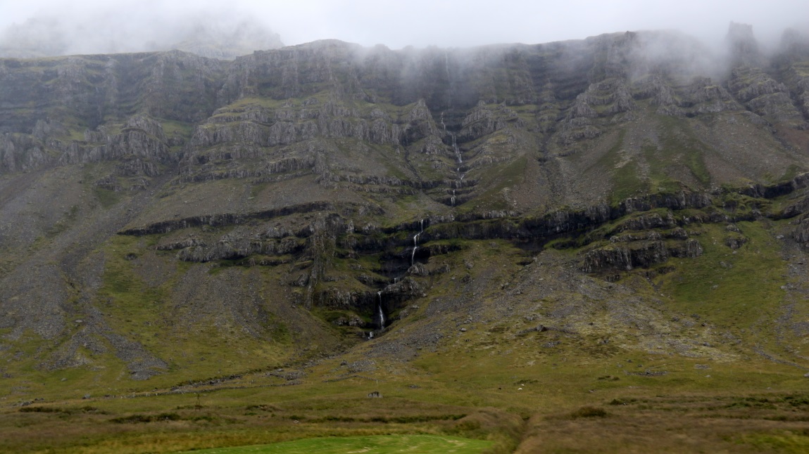 Mountains and waterfall