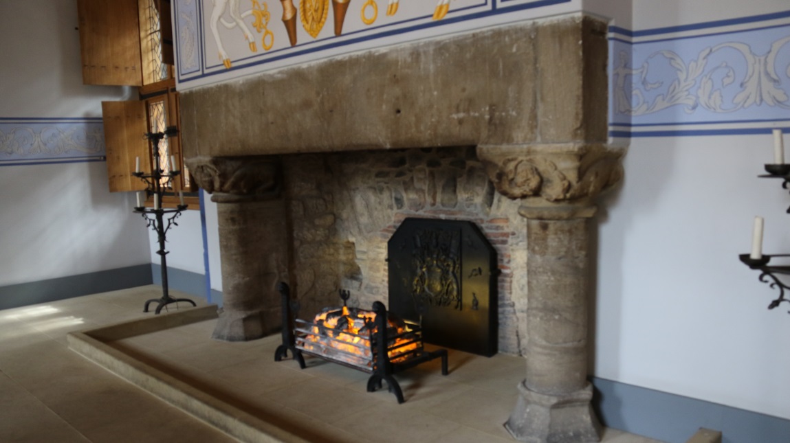 Massive stone fireplace