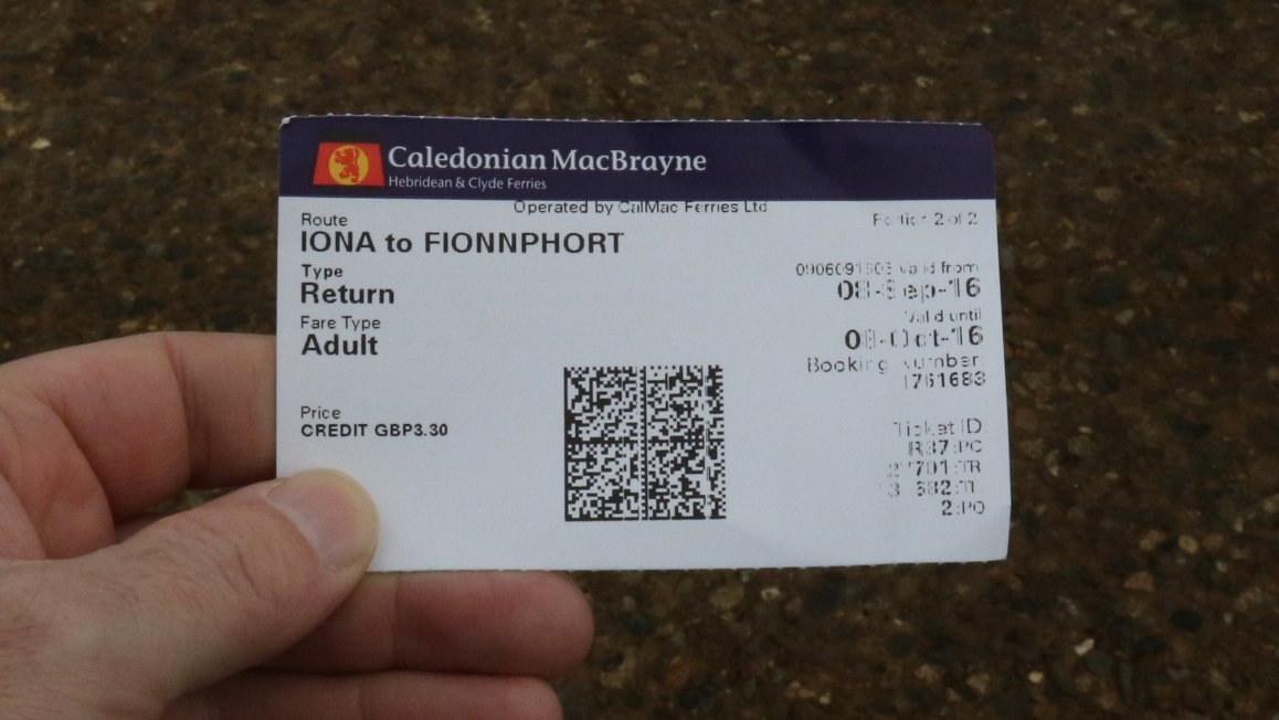 Return ferry ticket