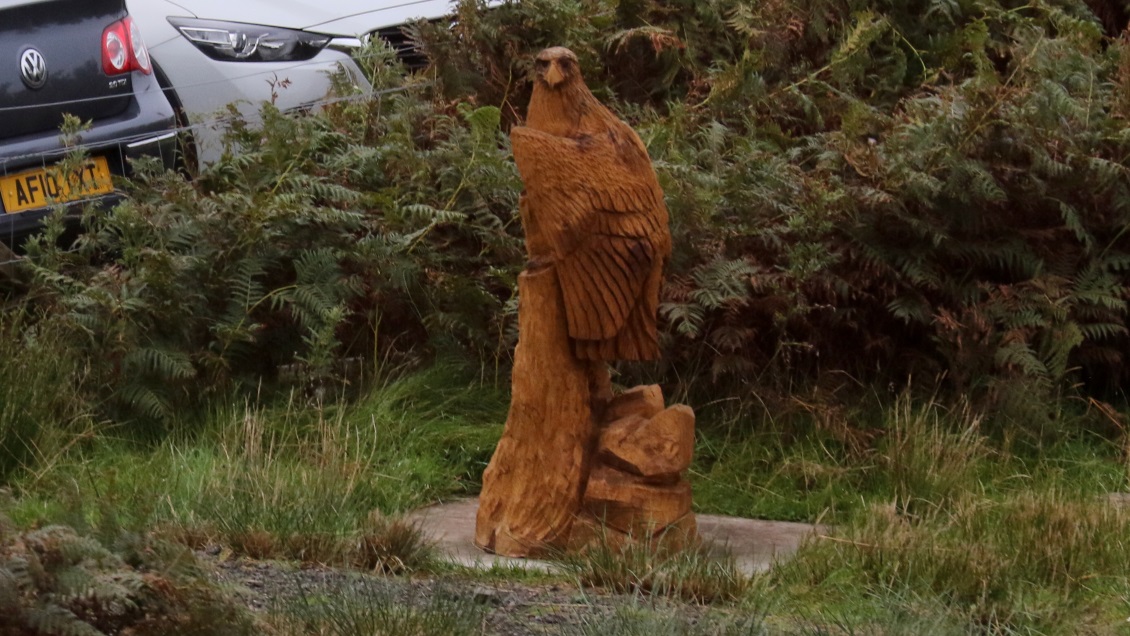 Wooden eagle sculpture