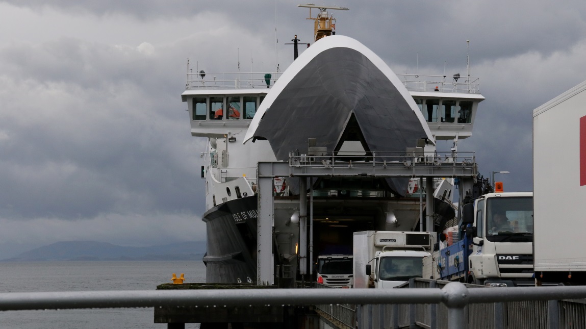 Nose of the ferry lifts up