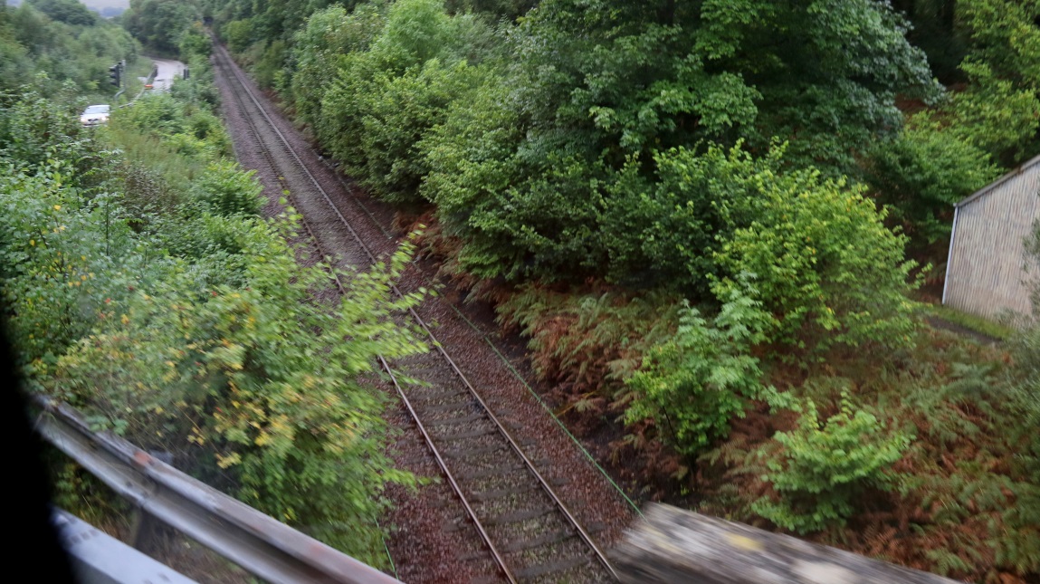 Route A85 crosses over the rail line