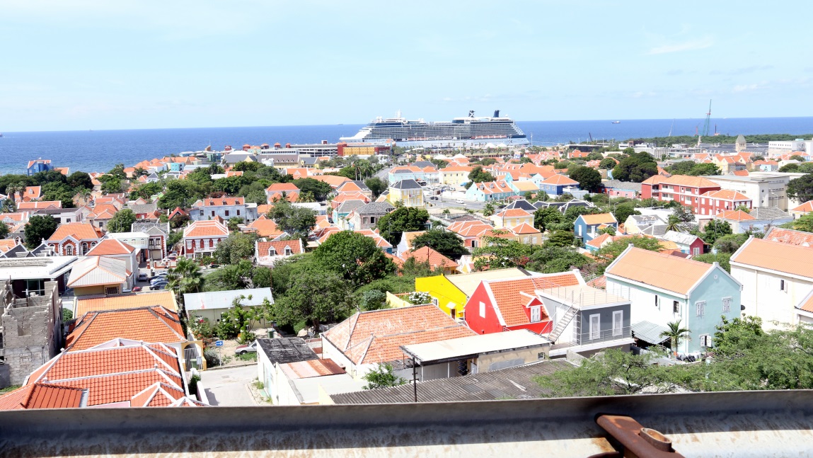 Looking back across town