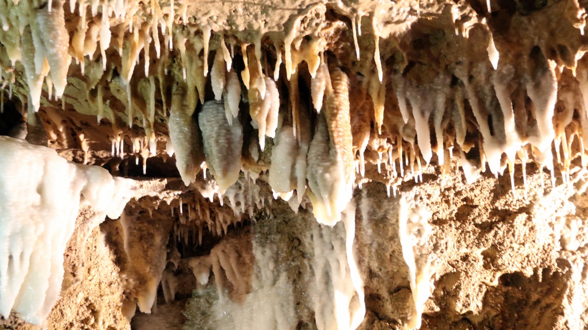 Some of the stalactites are white