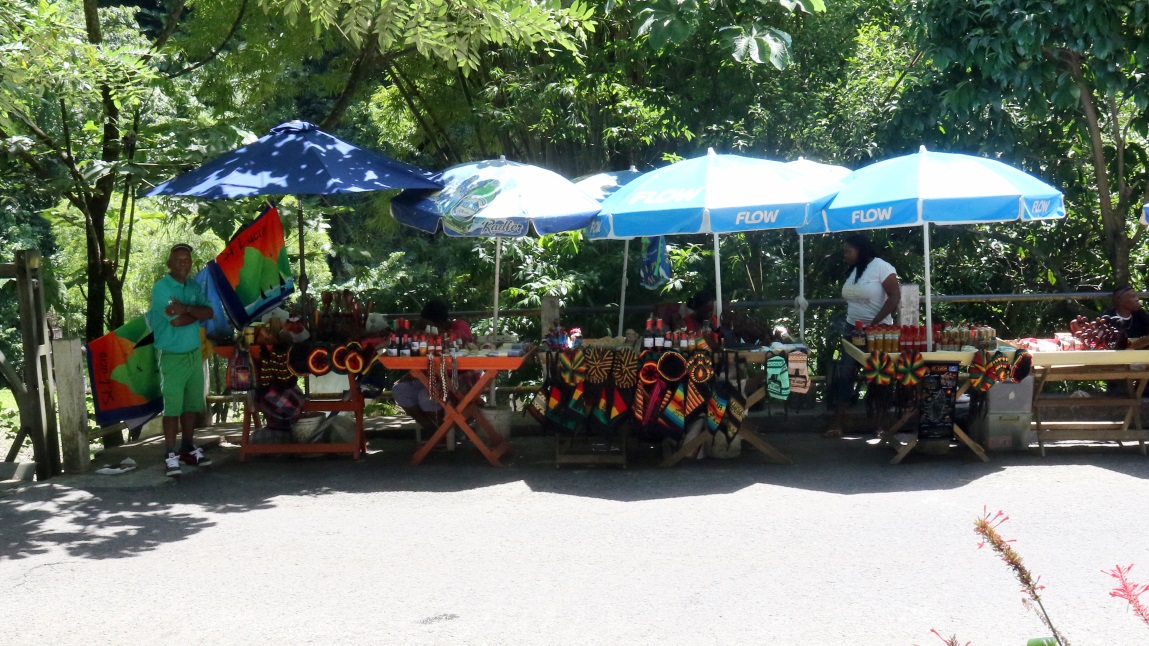 Gift stands near the waterfall