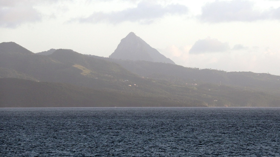 Distant view of one of the Pitons