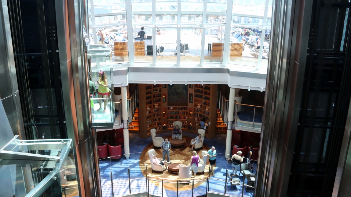 Looking down on the library