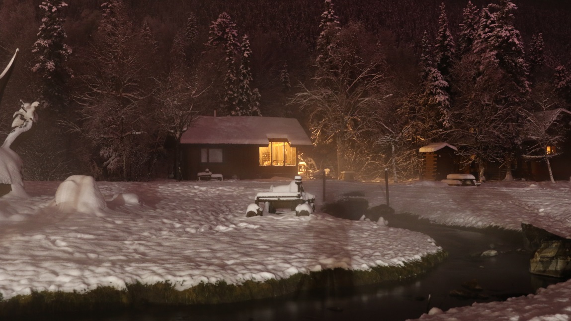 Stream with cabin