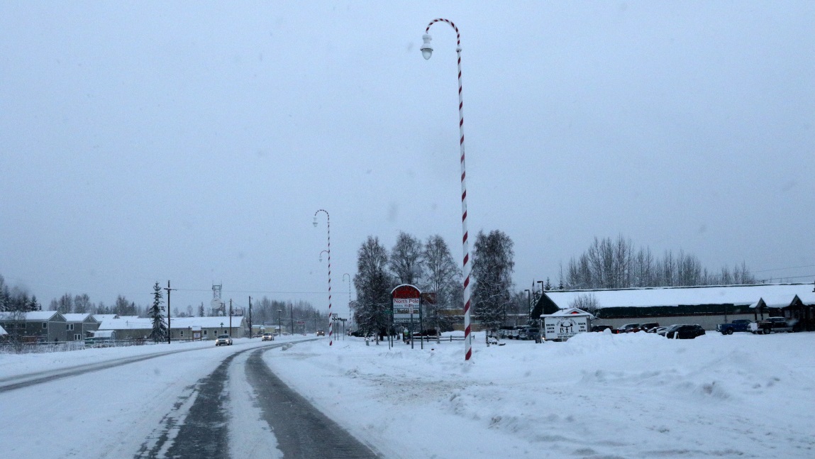 Streetlights are candy canes