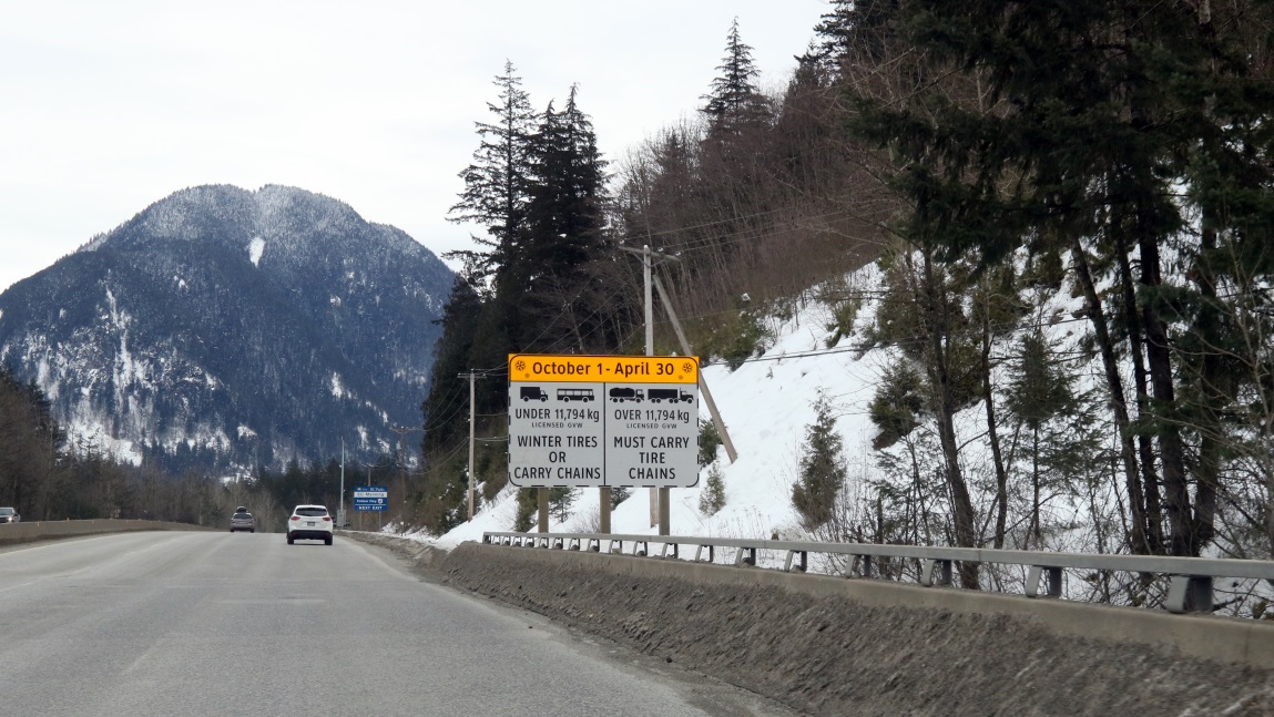 Road advisory on Crowsnest Highway East of Hope