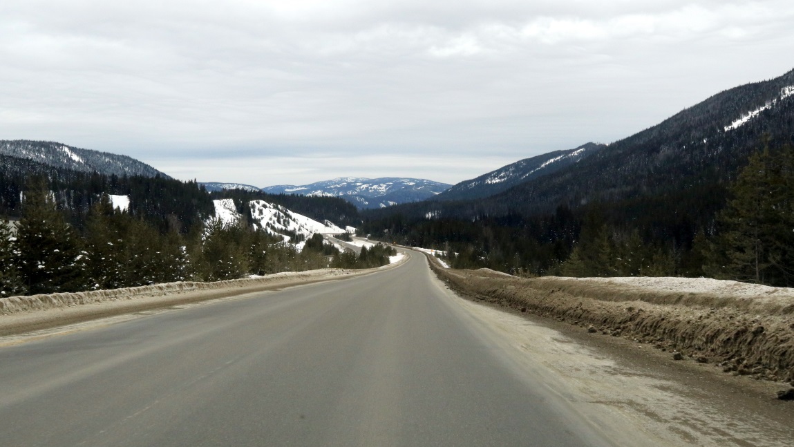 The Coquihalla Highway decends heading North 40 miles North of Hope