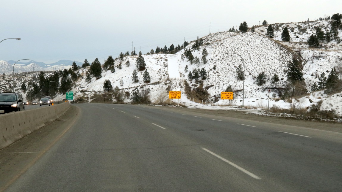 Runaway truck lane on the Coquihalla Highway as we approach Kamloops