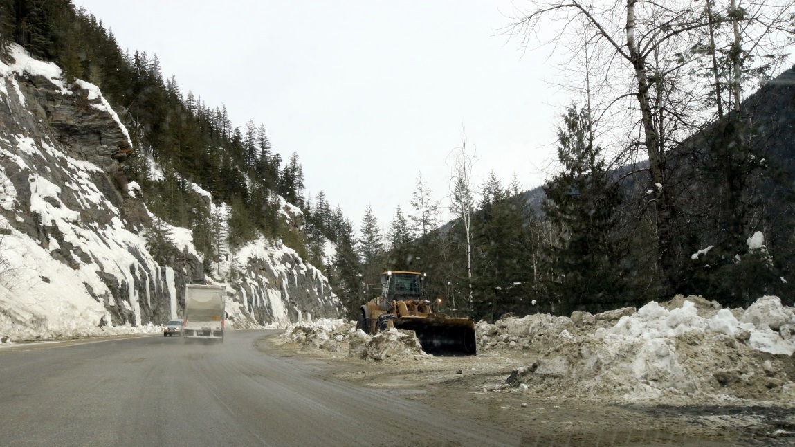 Road clearing after an avalanche near Canyon Hot Springs BC