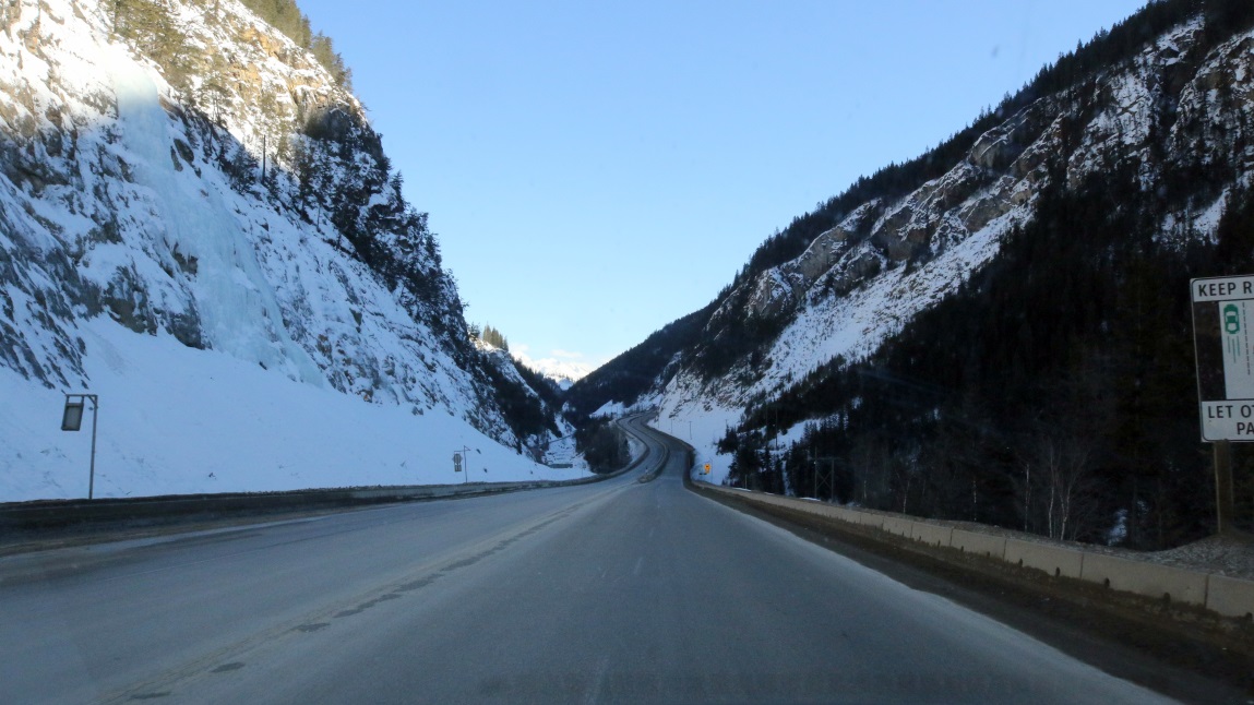 The Trans-Canada Highway climbs heading East
