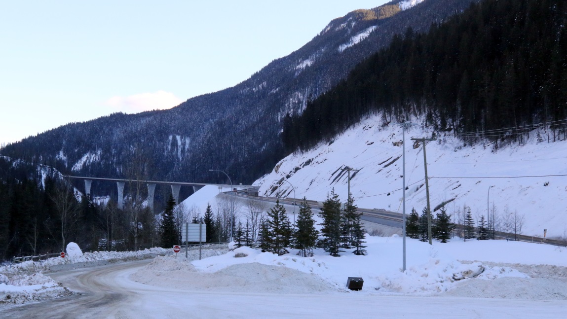 The Trans-Canada Highway crosses the Kicking Horse River